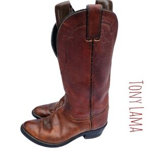 Tony Lama brown leather cowboy boots 8D men /10 women